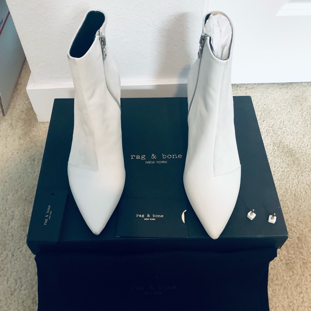 Rag & Bone Beha White Suede Leather Stiletto Ankle Boot. NIB. Sz 37.5 (7.5) - Picture 3 of 15